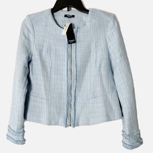 NWT Premise Petite Blue Wash Fringe Blazer Jacket